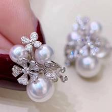 Flower Design 925 Sterling Silver Earrings Findings Base Mountings Jewelry Parts Accessories for Pearls Beads Agate Jade Crystal 2024 - buy cheap