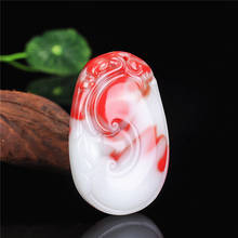 Ruyi Red White Jade Pendant Chinese Necklace Hand-Carved Natural Charm Jewellery Amulet Fashion Accessories for Men Women Gifts 2024 - buy cheap