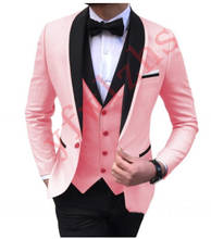 Handsome Groomsmen Shawl Lapel Groom Tuxedos Mens Wedding Dress Man Jacket Blazer Prom Dinner (Jacket+Pants+Tie+Vest) A251 2024 - buy cheap