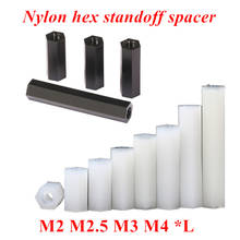 Tornillos espaciadores de nailon hexagonal, columna espaciadora de cabeza plana de doble paso, plástico de nailon, color blanco y negro, M2, M2.5, M3, M4, 50 Uds. 2024 - compra barato