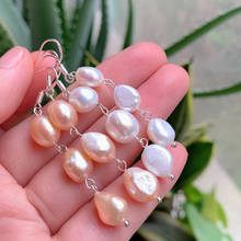 Natural Freshwater Pearl Dangle Earrings for Women Long Tassel 9-10MM Irregular Nuggets Stone Baroque Pearls Earrings Wedding 2024 - buy cheap