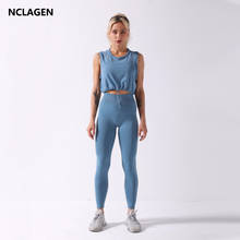 NCLAGEN Seamless Suit Women 2 Piece Sport Leggings And Top Workout Sleeveless Vest Elastic Yoga Set Girl Fitness Gym Sportwear 2024 - buy cheap