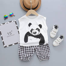 Summer Baby Boys Girls Clothes Children Cotton Cartoon panda Vest Shorts 2Pcs/sets Leisure Out Kids Fashion Toddler Tracksuits 2024 - buy cheap