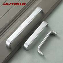 O armário da liga de alumínio de yutoko segura a porta da cozinha da prata 96mm-320mm em linha reta puxa puxadores de gaveta de ferragens da mobília puxa 2024 - compre barato