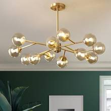 Copper Luxury Living Room Chandelier Bedroom Home Deco G9 Amber Glass Ball Lighting hanging Fixtures Postmdern Dining LED Lamp 2024 - buy cheap