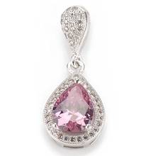 Fleure Esme Luxury Shinning Wedding Jewelry & Accessories christmas pendants for women Pink Cubic Zirconia Rhodium Plated R3228 2024 - buy cheap