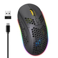 Mouse óptico sem fio 2.4ghz, usb, recarregável, bateria 750mah, 6 cores, rgb, retroiluminação, mouse para jogos, para pc gamer 2024 - compre barato