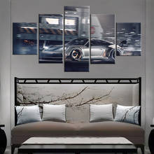 Arte de pared en lienzo, 5 piezas, Porsche 911 GT3, carteles de impresión de coche, pintura, ver imagen, decoración del hogar, sala de estar, Obra de Arte Moderna Modular 2024 - compra barato