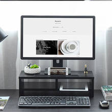Simples desktop monitor suporte de tela do computador riser prateleira de madeira organizador de mesa armazenamento rack gaveta para escritório em casa 2024 - compre barato