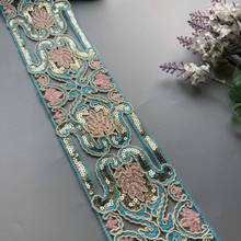 2 Yards 7.5 cm Sequin Fabric Ribbon Lace Trims Floral Decorative Embroidered for Handmade Supplies Garments Headdress Sewing New 2024 - buy cheap