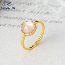 LAMOON 925 Silver Rings For Women Cute Peach Shape White Crystal Pink Shell 14K Gold Plated Ring Fine Jewelry Japan LMRI098 2024 - buy cheap