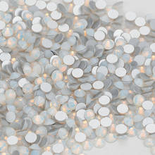 Strass de cristal opala branca, strass com parte traseira reta, sem adesivo para decoração de unhas, strass com parte traseira reta 2024 - compre barato