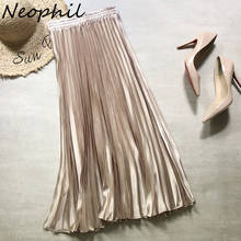 Neophil 2022 Women Midi Pleated A-Line Skirt Sequined Shining Elastic High Waist Party Lady Vintage Flare Skirt Longa Saia S92D5 2024 - buy cheap