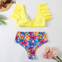 JaneVini Sexy Black Bikini Sert 2 Pieces High Waist Women Swimwear Beach Floral Print Bikini Push Up Padded Bathing Suits Tangas 2024 - buy cheap