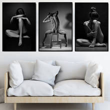 Сексуальная черная Обнаженная женщина, картина маслом на холсте, боди-арт, плакаты и принты, Настенная картина для украшения спальни 2024 - купить недорого