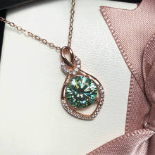 Luxury Crystal Water Drop Necklace Charming Round Green Zircon Pendant Necklaces For Women Rose Gold Silver Color Chain Necklace 2024 - buy cheap