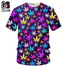 OGKB-camisetas de verano para niño, 3D Camiseta corta con estampado de hojas de colores, follaje, 6XL, nueva 2024 - compra barato