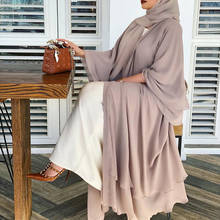 Однотонное открытое кимоно Абая, Дубай, Турция, кафтан, мусульманский кардиган, платья Абая для женщин, повседневный халат, Женский кафтан, мусульманская одежда 2024 - купить недорого