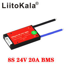 LiitoKala Водонепроницаемый 8S 24v 29,6 v 20A BMS литиевый lipo 3,2 V lifepo4 bms для электрического скутера 2024 - купить недорого
