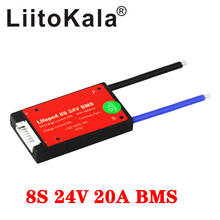 Liitokala impermeável 8s 24v 29.6v 20a bms lipo lítio 3.2v lifepo4 bms para o uso de scooter elétrico 2024 - compre barato