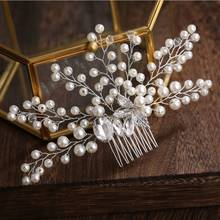 Ali Pearl-peine de boda con diamantes de imitación para mujer, joyería de cristal para el cabello, tocado hecho a mano, accesorios para el cabello 2024 - compra barato