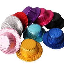Chapéu de lantejoulas tamanho 13 cm para crianças e adultos, acessórios para o cabelo prendedor de festa diy para mulheres 2024 - compre barato