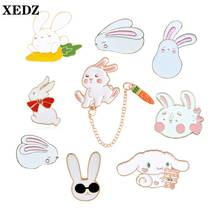 XEDZ-pin de esmalte de zanahoria con orejas largas de conejo blanco, animal de dibujos animados, mochila de vaquero, broche de solapa, regalo 2024 - compra barato