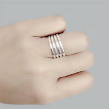 Новые стильные гладкие бриллиантовые четырехстрочные искусственные серебряные ювелирные изделия темпераментные Многослойные Геометрические Открытые Кольца R682 2024 - купить недорого