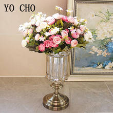 YO CHO 1Bunch Artificial Tea Rose Flower Bouquet DIY 13 Heads Silk Flowers for Party Home Wedding Decorative Craft Fake Flowers 2024 - buy cheap