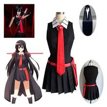 Anime Cosplay Halloween Party Costumes Akame Ga KILL Akame Cosplay Black Sleeveless Dress Uniform Outfit and Wig Glove Sock 2024 - buy cheap