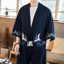 Kimono japonés estampado Yukata abrigo Samurai Crane estilo Harajuku, cárdigan Haori japonés, Tops, camisa tradicional china asiática, disfraz 2024 - compra barato