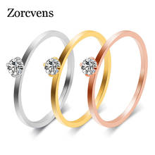 ZORCVENS 2022 New Small Cubic Zirconia Rings Bague Femme High Quality Stainless Steel Fashion Jewelry Ring For Woman Wholesale 2024 - buy cheap