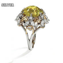 Champagne Charm Chic Flower Engagement Rings For Women Ladies Elegant Unique Yellow Zircon Wedding Rings Fashion Party Jewelry 2024 - buy cheap