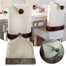 Chair Covers Christmas Decorations - Santa Claus Beige Hat Chair Back Cover Christmas Dinner Table Party Decoration Set 2024 - buy cheap