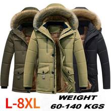 Мужская куртка, утолщенная, зимняя, плюс Вельветовая, мужская верхняя одежда, пальто с капюшоном, однотонное пальто для мужчин, толстая, теплая, Мужская ветрозащитная парка, L-8XL 2024 - купить недорого