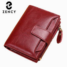 Zency-Bolso de mano pequeño e informal para mujer, cartera de mano de cuero genuino, 100%, tarjetero 2024 - compra barato