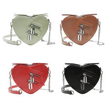 Bolsa de mão feminina em forma de coração, bolsa de mão de couro pu portátil, bolsa crossbody popular, simples, feminina, bolsa diária 2024 - compre barato