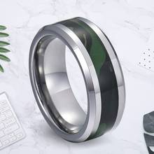 Anillo de acero de tungsteno con incrustaciones de camuflaje verde militar, joyería Simple con personalidad para hombres, moda creativa europea y americana 2024 - compra barato