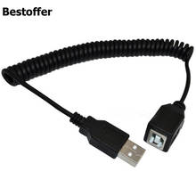 5 футов 1,5 м USB 2,0 A штекер для USB B гнездо удлинитель спиральный кабель 2024 - купить недорого