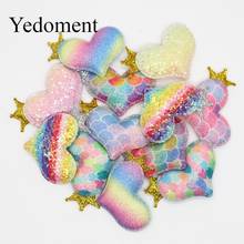 12PCS Glitter Leather Peach Heart For Hair Clips, Applique Patches DIY Craft Decoration Y19081902 2024 - buy cheap