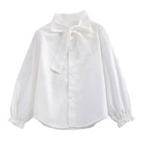 2020 Spring Autumn School Girls White Blouse Kids Shirt Children's Clothes Baby Toddler Long Sleeve Cotton Girl Bow Blouses Tops 2024 - buy cheap