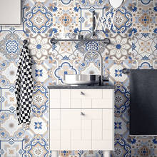 Pegatinas de pared de azulejos Retro marroquí para baño, pegatinas de azulejos de cocina, decoración adhesiva de PVC impermeable, línea de cintura de escalera, 60x60cm, bricolaje 2024 - compra barato