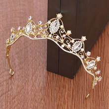 Baroque Crystal Rhinestone Crown Wedding Hair Accessories For Bridal Tiara Handmade Gold Diadem Bridal Crown Hair Ornaments 2024 - buy cheap