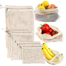 Reusable Cotton Vegetable Bags Home Kitchen Fruit And Vegetable Storage Mesh Bags With Drawstring Machine Washable 2024 - buy cheap