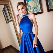 Robe De Soiree Luxury Blue Evening Dresses  New Arrival 2 Pieces A Line Puffy Beaded Long Prom Party Dresses 2024 - buy cheap