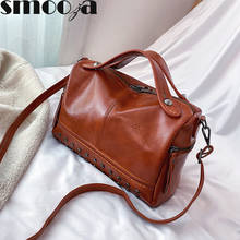 SMOOZA-Bolso de hombro de cuero Vintage para mujer, cartera de mano de alta calidad, de lujo, de diseñador, informal, de gran capacidad, sólido 2024 - compra barato