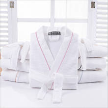100% Cotton Men Solid Color Full Sleeve Sleep Lounge Robes Mens Waffle Long Dressing Gown Kimono Male Bathrobes Men Sleepwear 2024 - buy cheap