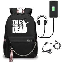 Anime The Walking Dead USB Port Backpack School Bags Travel Book Boys Girls Bags Laptop Headphone USB Port 2024 - buy cheap