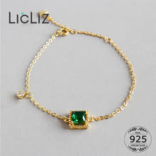 LicLiz-pulsera de cadena de eslabones de Plata de Ley 925 para mujer, brazalete ajustable clásico con Circonia cúbica verde y transparente, LB0127 2024 - compra barato