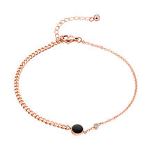 Trendy Rose Gold Color Love Black Circle Anklets For Women Titanium Steel Foot Link Chain Anklet Female Jewelry A19041 2024 - buy cheap